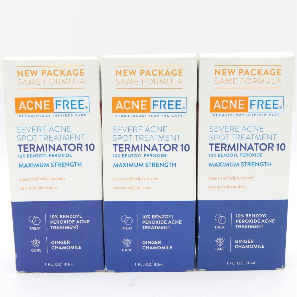 AcneFree Terminator 10 Severe Acne Spot Treatment 3 Pack 1 oz Ea Exp 01/27